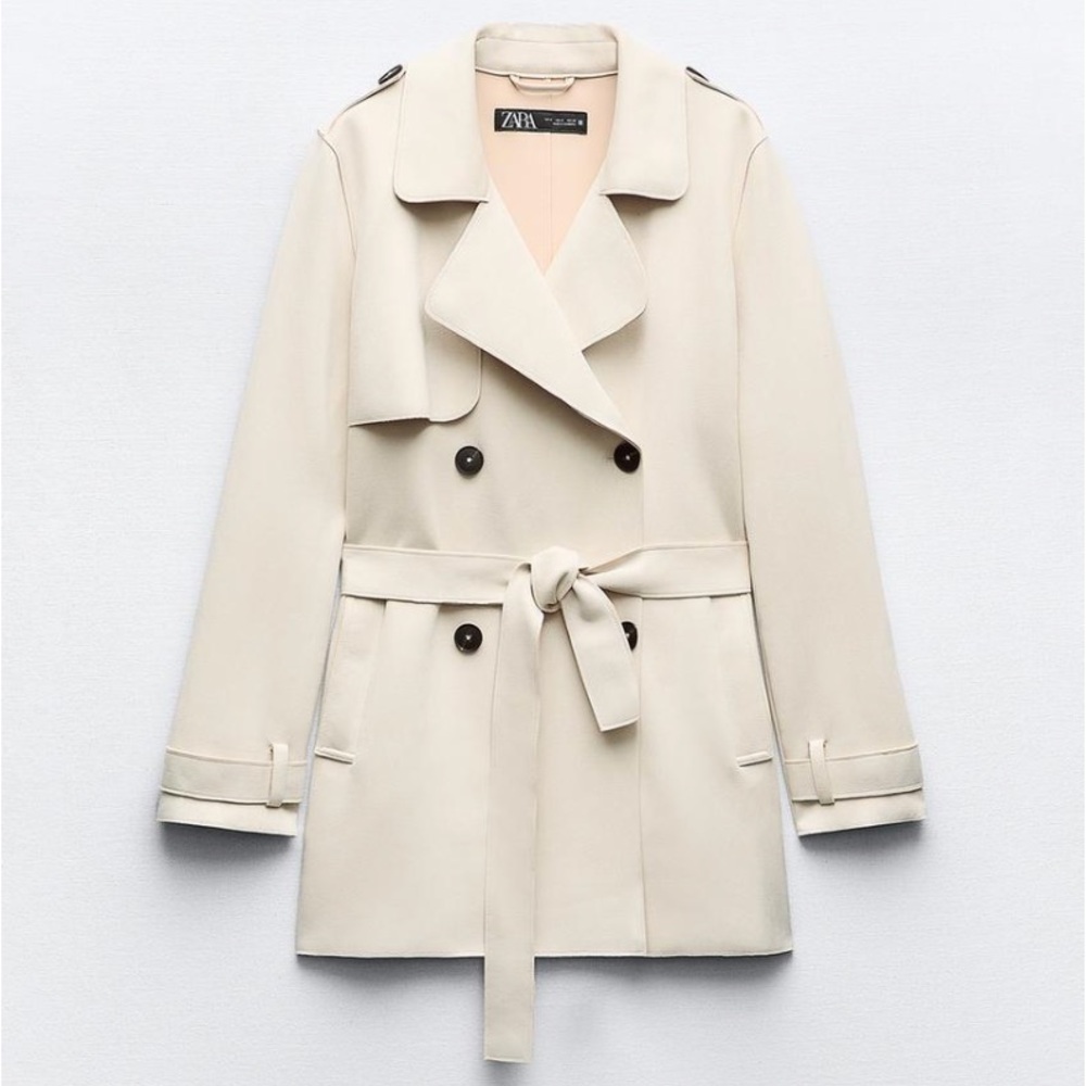 NWT Zara Faux Suede Trench Coat